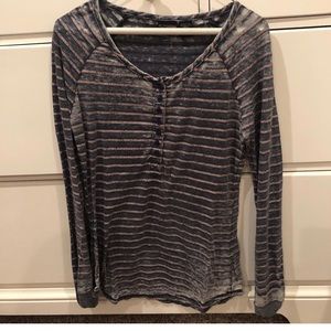 Distressed Pink and Navy Striped Top